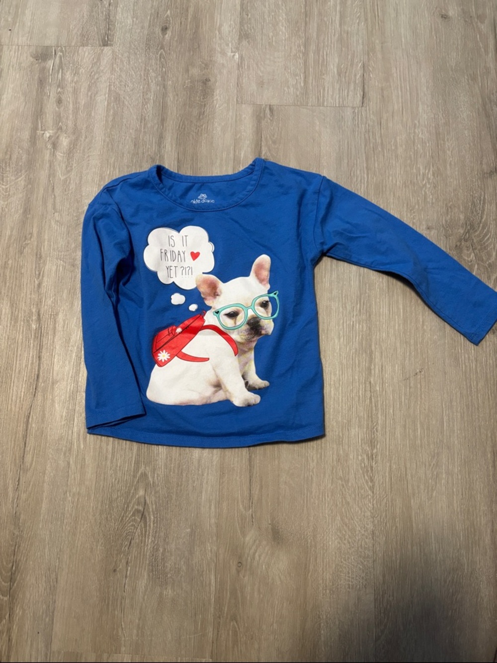 okie dokie Royal Blue Long-Sleeve Tee with French Bulldog Print